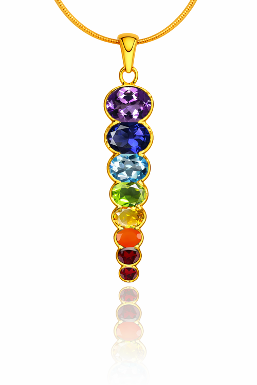 Gold Plated Rainbow Chakra Pendant
