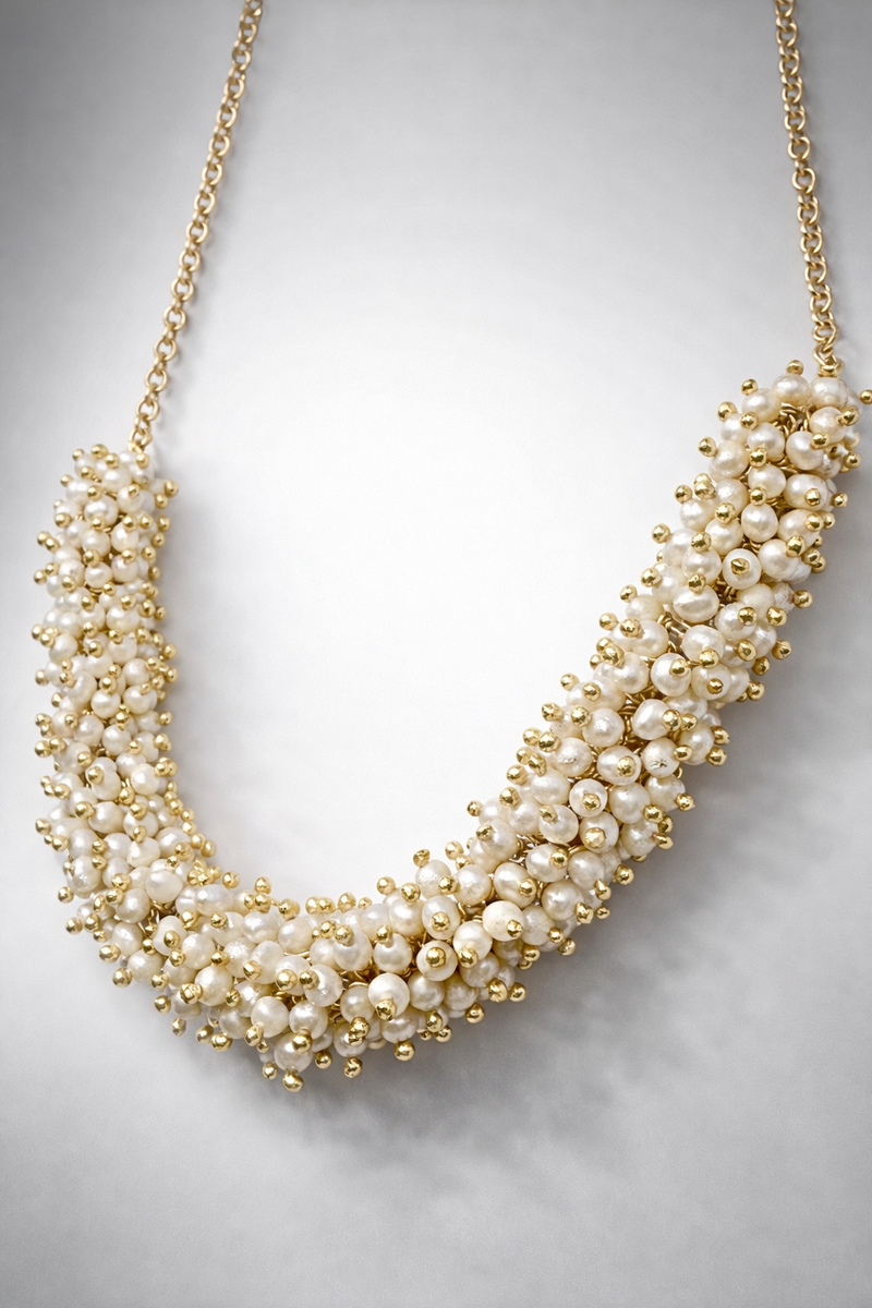 18K Gold Plated Indonesian Coral Inspired Pearl Necklace