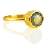 Gold Plated Oval Stackable Jaipuri Ring Labradorite