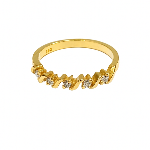 10k Gold Diamond Wave Band Size 6.75