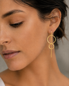Berlin Gold Plated Brushed Double Circle Pin Earrings