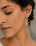 Berlin Gold Plated Brushed Double Circle Pin Earrings