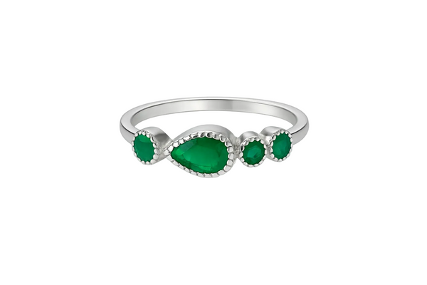 Rani Pear Stackable Band - Green Onyx