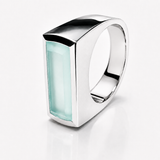 Icelandic Glacier Bar Ring Aqua Chalcedony