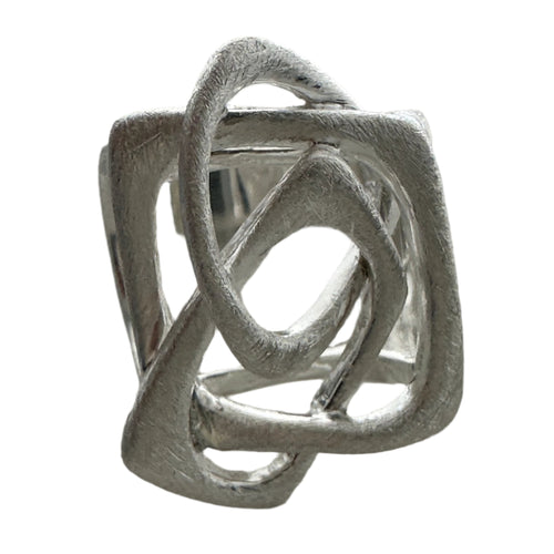 Brushed Bilbao Three Angular Ring