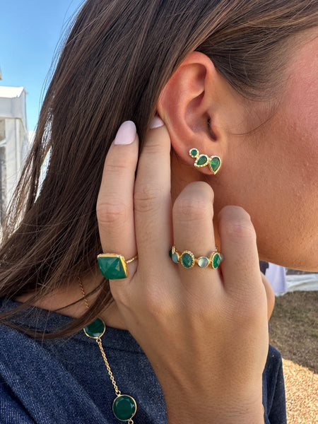 Peacock Climbing Earrings Green Onyx