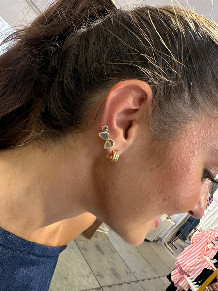 Peacock Climbing Earrings Green Onyx