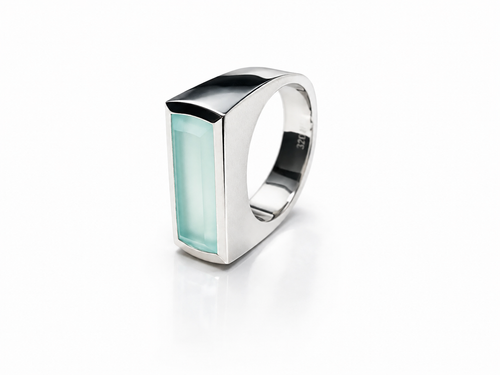 Icelandic Glacier Bar Ring Aqua Chalcedony