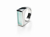 Icelandic Glacier Bar Ring Aqua Chalcedony