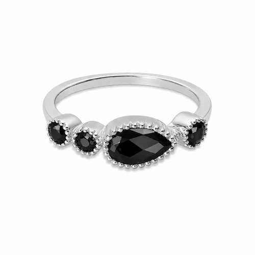 Rani Pear Stackable Band - Black Onyx