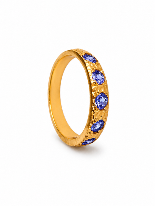 Jaipuri Encased Sliced Tanzanite Ring