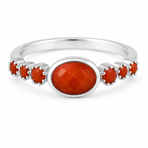 Rani Oval Stackable Ring - Carnelian