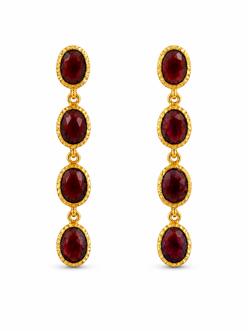 Jaipur Garnet Cascade Earrings – Gold Plated