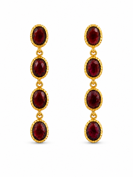 Jaipur Garnet Cascade Earrings – Gold Plated