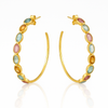 Jaipur-Inspired Limited Edition 18K Gold-Plated Mixed Tourmaline Hoop Earrings