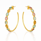 Jaipur-Inspired Limited Edition 18K Gold-Plated Mixed Tourmaline Hoop Earrings