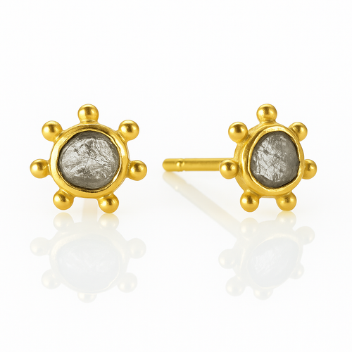Gold Plated Kiran Sliced Diamond Studs