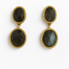 Gold Plated Rani Double Cobblestone Earrings Labradorite - Large