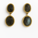 Gold Plated Rani Double Cobblestone Earrings Labradorite - Large