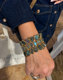 Mosaic Jaipur Cobblestone Cuff Labradorite with Rough Cut Diamond (Triple Line)