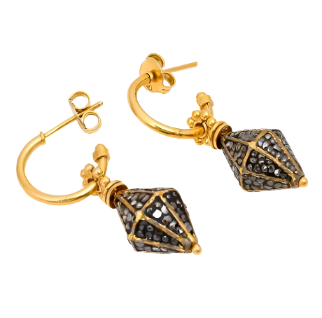 Madrid Diamond Lantern Hoop Studs