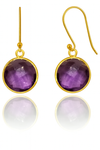 Gold Plated Medium Hanging Puntino Earrings Amethyst