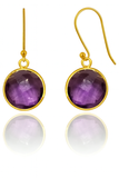 Gold Plated Medium Hanging Puntino Earrings Amethyst