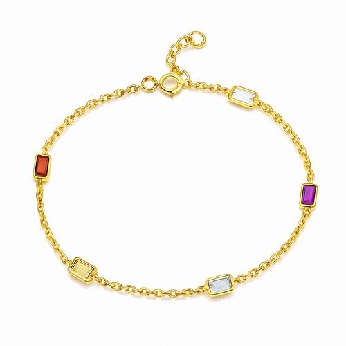 Gold Plated Modern Maharani Gem Bar Bracelet