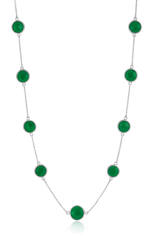 Faceted 17 Stone Capri Necklace Green Onyx