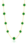 18K V Faceted 17 Stone Capri Long Necklace Green Onyx