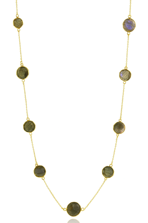 18K V Faceted 17 Stone Capri Long Necklace Labradorite