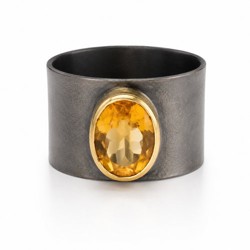 Jaipur Nocturne Ring  Citrine (Oxidized) 7