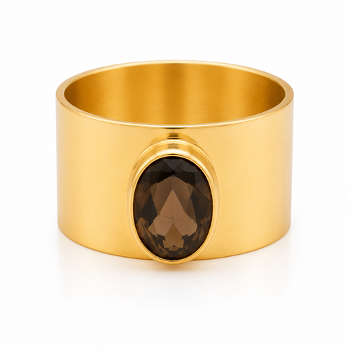 Jaipur Nocturne Ring Smokey Quartz (Gold Plated)