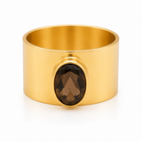 Jaipur Nocturne Ring Smokey Quartz (Gold Plated)