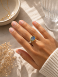 Golden Iberia Oval Gemstone Ring	- Labradorite