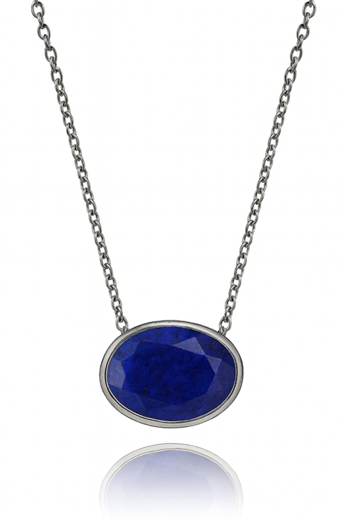 Floating Oval Pietra Necklace Lapis Lazuli