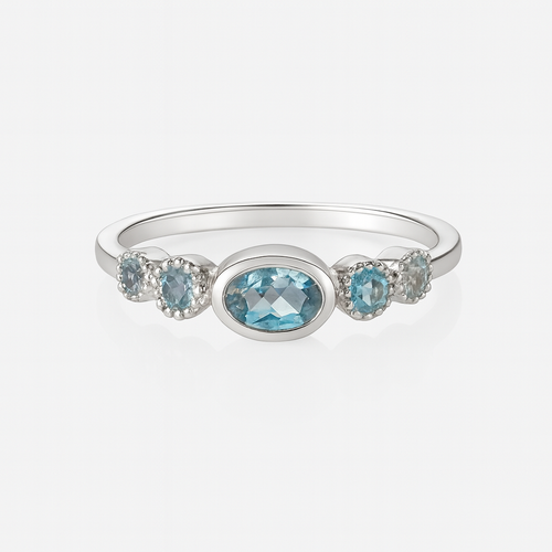 Rani Oval Stackable Ring - Blue Topaz
