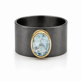 Jaipur Nocturne Ring  Aquamarine (Oxidized)