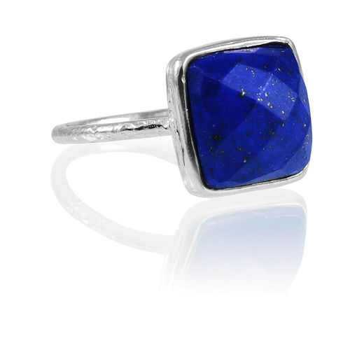 Capri Large Stackable Square Ring Lapis Lazuli