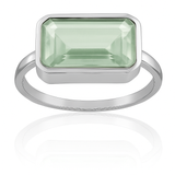 Small Rectangular Ring Green Amethyst