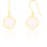 Gold Plated Medium Hanging Puntino Earrings Rose Quartz