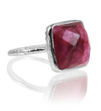Capri Large Stackable Square Ring Rough Cut Ruby