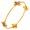 Gold Plated Four Leaf Flower Mix Tourmaline Bangle