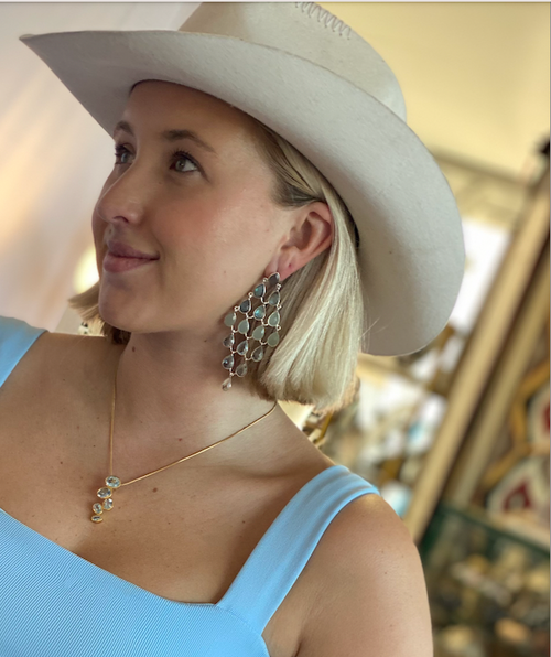 Gold Plated Brazilian Raindrop Pendant Blue Topaz