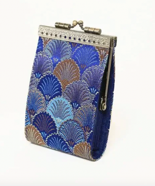 Cathayana Card Holder Brocade Shells Card Holder w / RFID Dark Blue