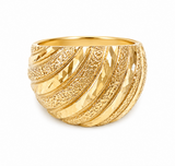 10k Gold Italian Wave Diamond Cut Dome Size 6.5