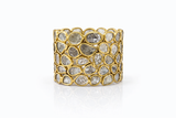 18K Gold Plated Mosaic Rough Cut Sliced Diamond Band