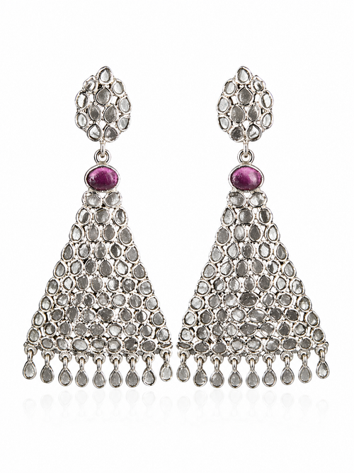 Jaipur Sliced Diamond Blush Tourmaline Cascade Earrings