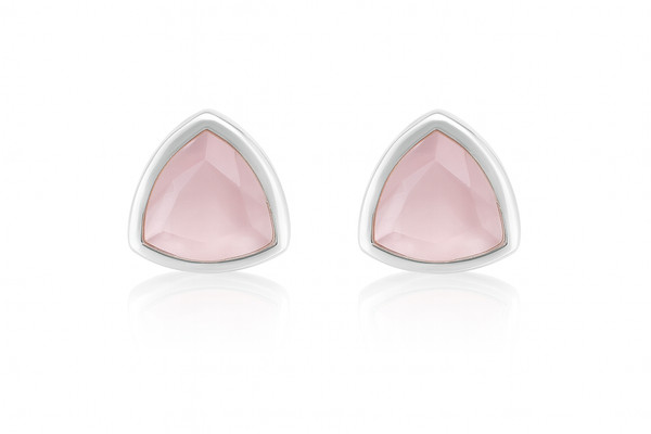 Capri Encased  Triangolo Studs Rose Quartz
