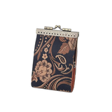 Peony Floral Brocade Card Holder with RFID (Black)